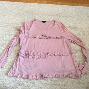Jcrew ruffle long sleeve tee! Worn once! Excellent condition! Size Xl